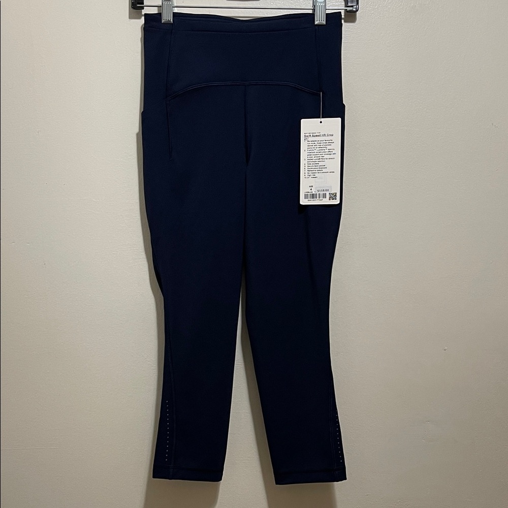 LULULEMON Swift Speed HR Crop Navy Blue Leggings Size 4